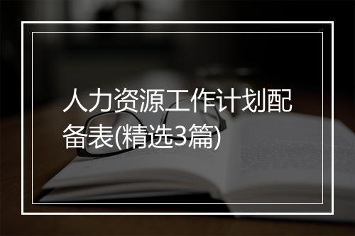 人力资源工作计划配备表(精选3篇)