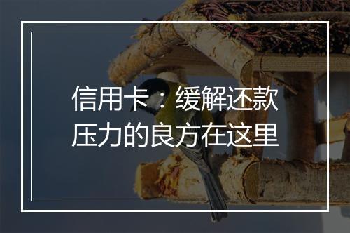 信用卡:缓解还款压力的良方在这里