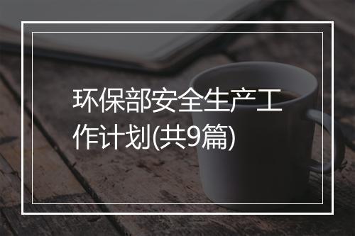 环保部安全生产工作计划(共9篇)