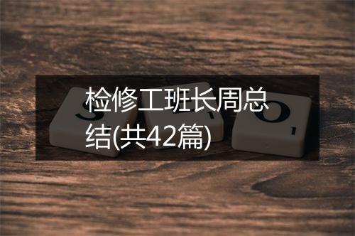 检修工班长周总结(共42篇)