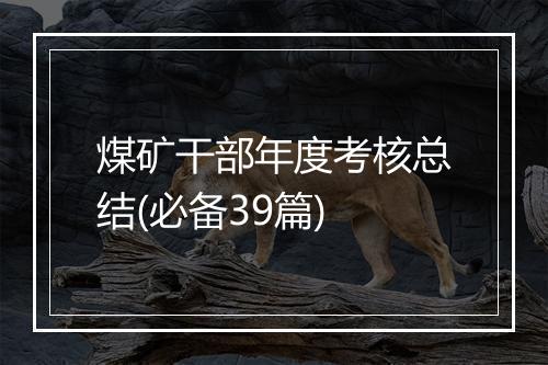 煤矿干部年度考核总结(必备39篇)