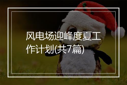 风电场迎峰度夏工作计划(共7篇)