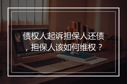 债权人起诉担保人还债,担保人该如何维权?