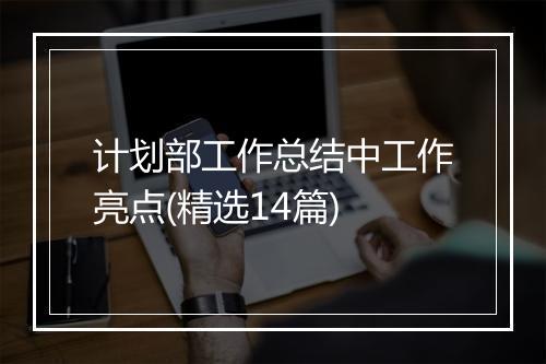 计划部工作总结中工作亮点(精选14篇)