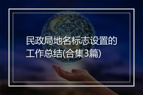 民政局地名标志设置的工作总结(合集3篇)