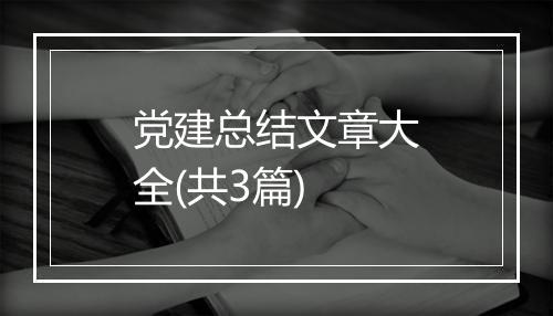 党建总结文章大全(共3篇)