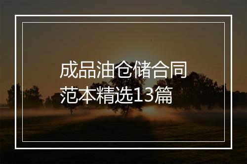 成品油仓储合同范本精选13篇