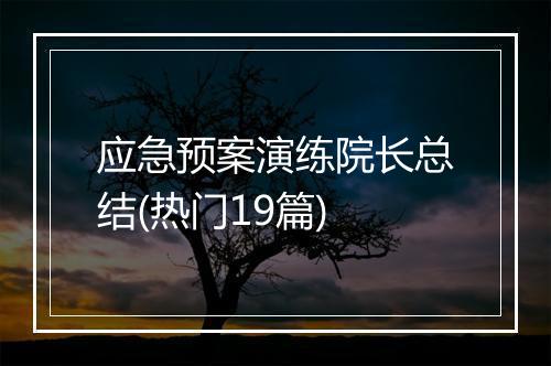 应急预案演练院长总结(热门19篇)