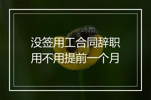 没签用工合同辞职用不用提前一个月
