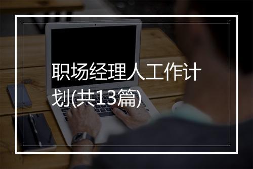 职场经理人工作计划(共13篇)