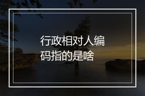 行政相对人编码指的是啥