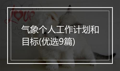 气象个人工作计划和目标(优选9篇)