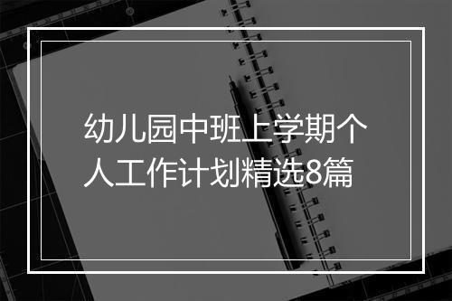 幼儿园中班上学期个人工作计划精选8篇