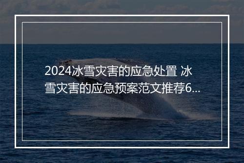 2024冰雪灾害的应急处置 冰雪灾害的应急预案范文推荐6篇