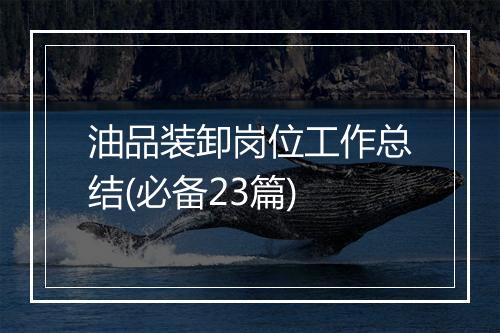 油品装卸岗位工作总结(必备23篇)