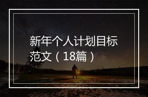 新年个人计划目标范文(18篇)