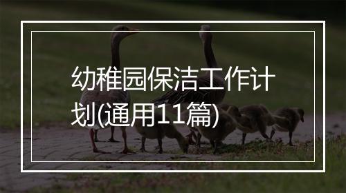 幼稚园保洁工作计划(通用11篇)