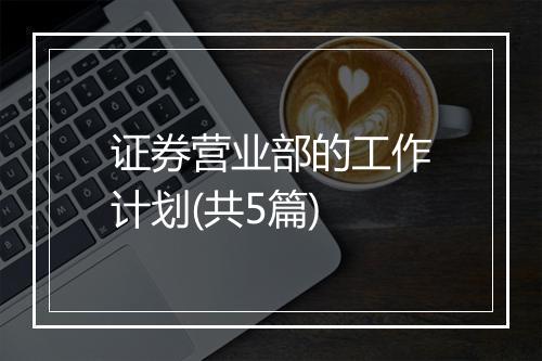证券营业部的工作计划(共5篇)