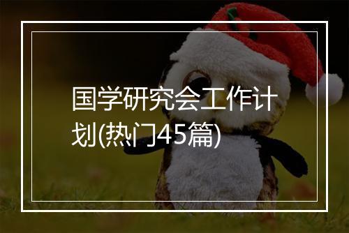 国学研究会工作计划(热门45篇)