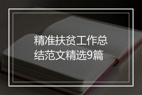 精准扶贫工作总结范文精选9篇