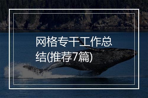 网格专干工作总结(推荐7篇)