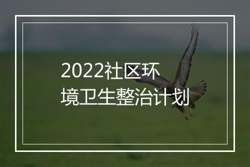2022社区环境卫生整治计划