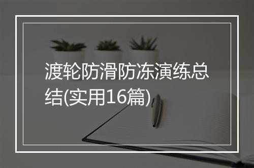 渡轮防滑防冻演练总结(实用16篇)