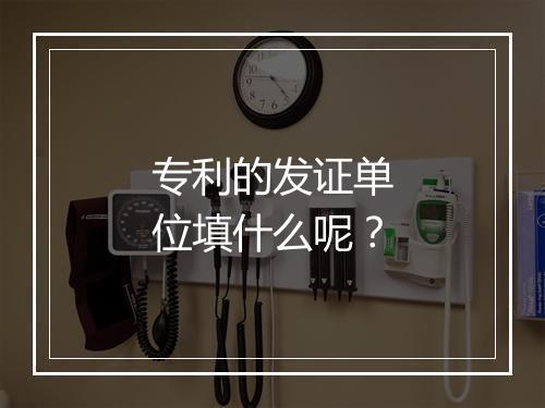 专利的发证单位填什么呢?