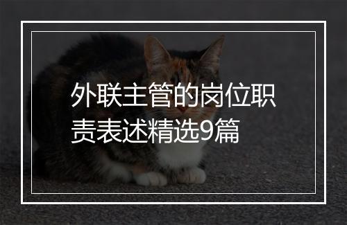 外联主管的岗位职责表述精选9篇