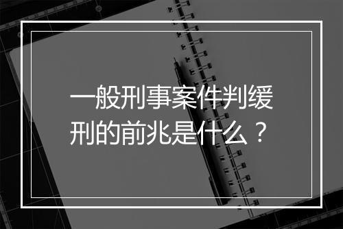一般刑事案件判缓刑的前兆是什么?