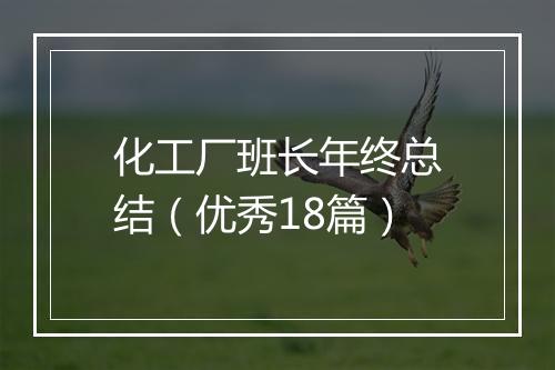 化工厂班长年终总结(优秀18篇)