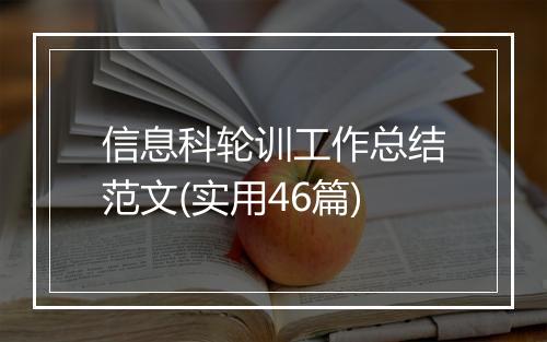 信息科轮训工作总结范文(实用46篇)