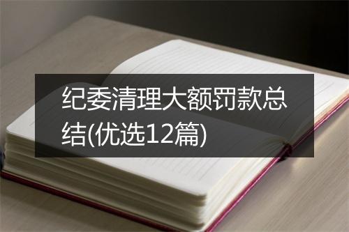 纪委清理大额罚款总结(优选12篇)