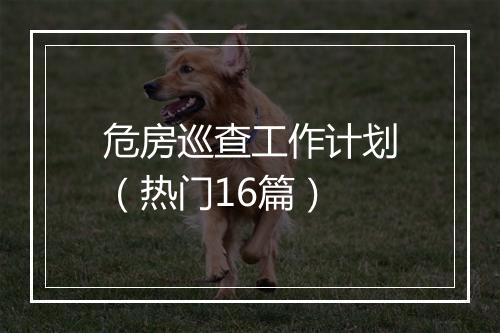 危房巡查工作计划(热门16篇)