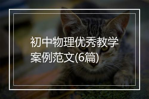 初中物理优秀教学案例范文(6篇)
