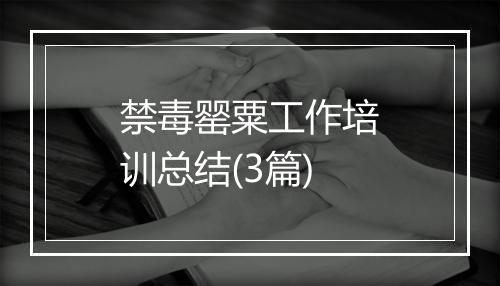 禁毒罂粟工作培训总结(3篇)