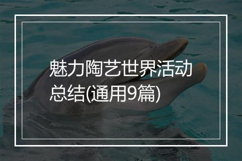 魅力陶艺世界活动总结(通用9篇)