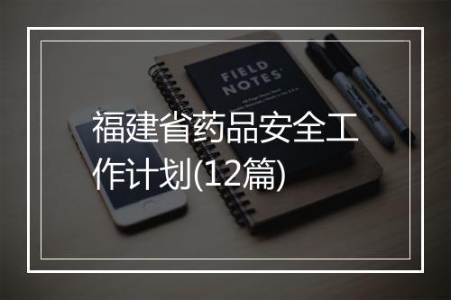 福建省药品安全工作计划(12篇)