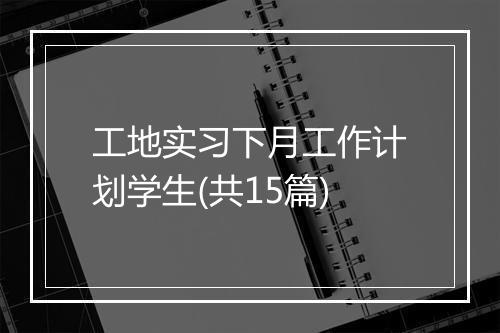工地实习下月工作计划学生(共15篇)