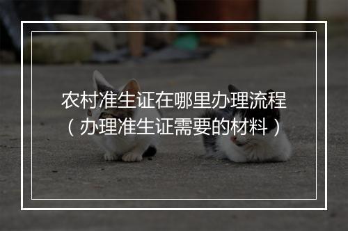 农村准生证在哪里办理流程(办理准生证需要的材料)