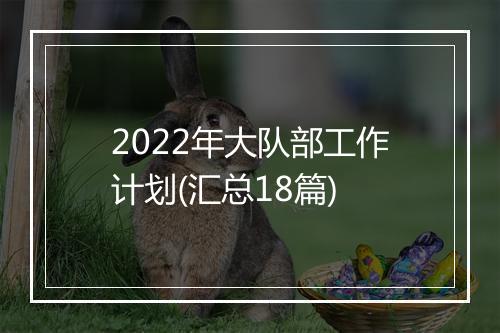 2022年大队部工作计划(汇总18篇)