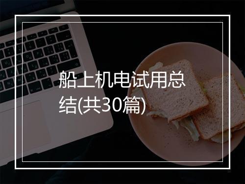 船上机电试用总结(共30篇)