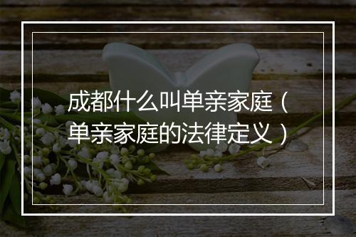 成都什么叫单亲家庭(单亲家庭的法律定义)