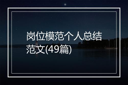 岗位模范个人总结范文(49篇)