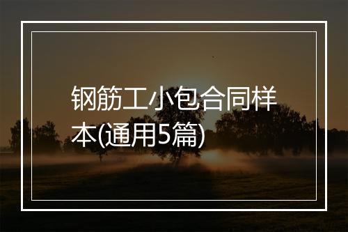 钢筋工小包合同样本(通用5篇)
