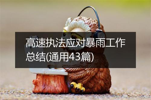 高速执法应对暴雨工作总结(通用43篇)