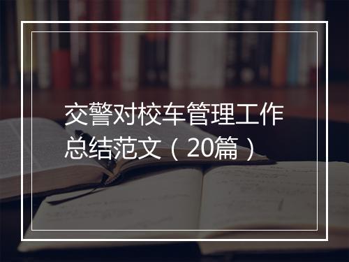 交警对校车管理工作总结范文(20篇)