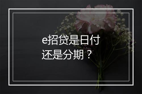 e招贷是日付还是分期?