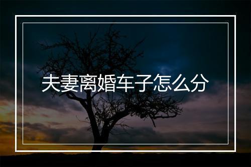 夫妻离婚车子怎么分