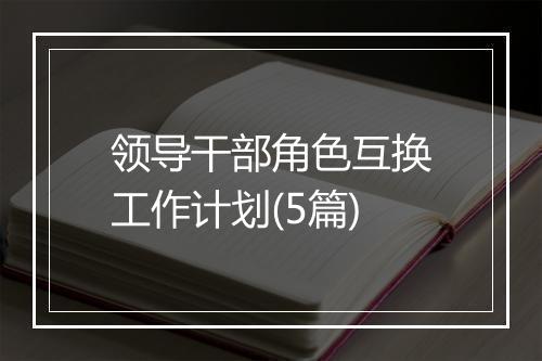 领导干部角色互换工作计划(5篇)